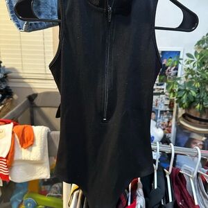 Black Zippered Women's Bodysuit